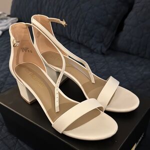 Elegant White Block Heel Sandals
